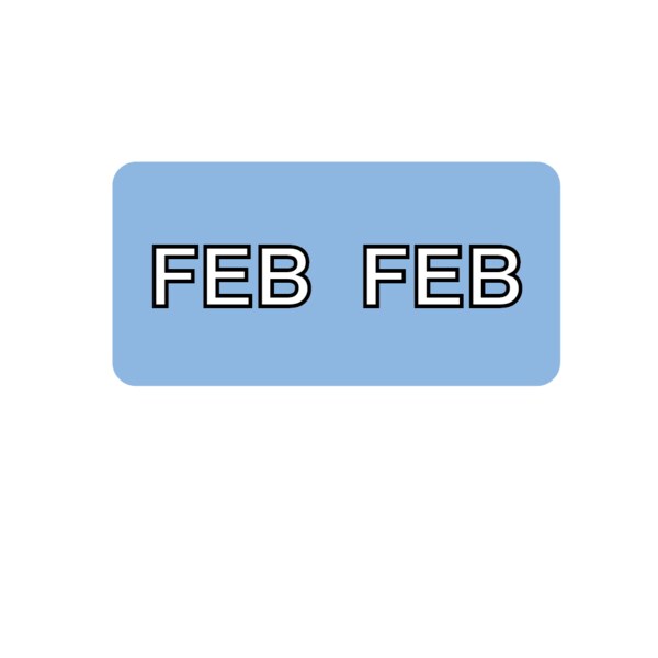 Label, Monthly Tab February 3/4" x 1-1/2" White w/Blue & Black Reverse